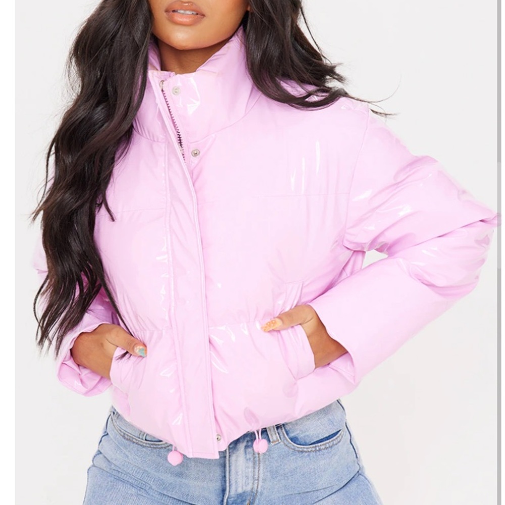 Pink Vinyl Bubble Puffer Jacket